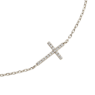 Sterling Silver Delicate CZ Cross Bracelet