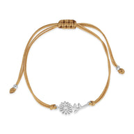 Sterling Silver Birth Flower Bolo Bracelet