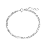 Sterling Silver Delicate 2 Layer Chain Bracelet