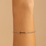 Sterling Silver Kelsey Beaded Cross Bracelet
