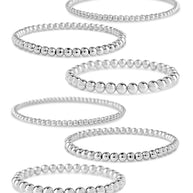 Sterling Silver Beaded Stretch Bracelet Sets