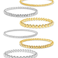 Sterling Silver Beaded Stretch Bracelet Sets