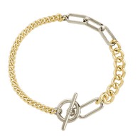 Elaine Dualtone Mixed Chain Toggle Bracelet