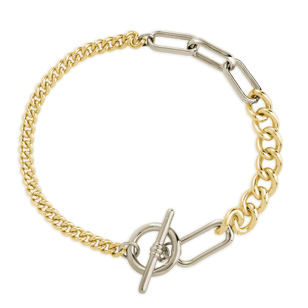 Elaine Dualtone Mixed Chain Toggle Bracelet