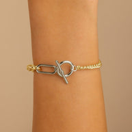 Elaine Dualtone Mixed Chain Toggle Bracelet