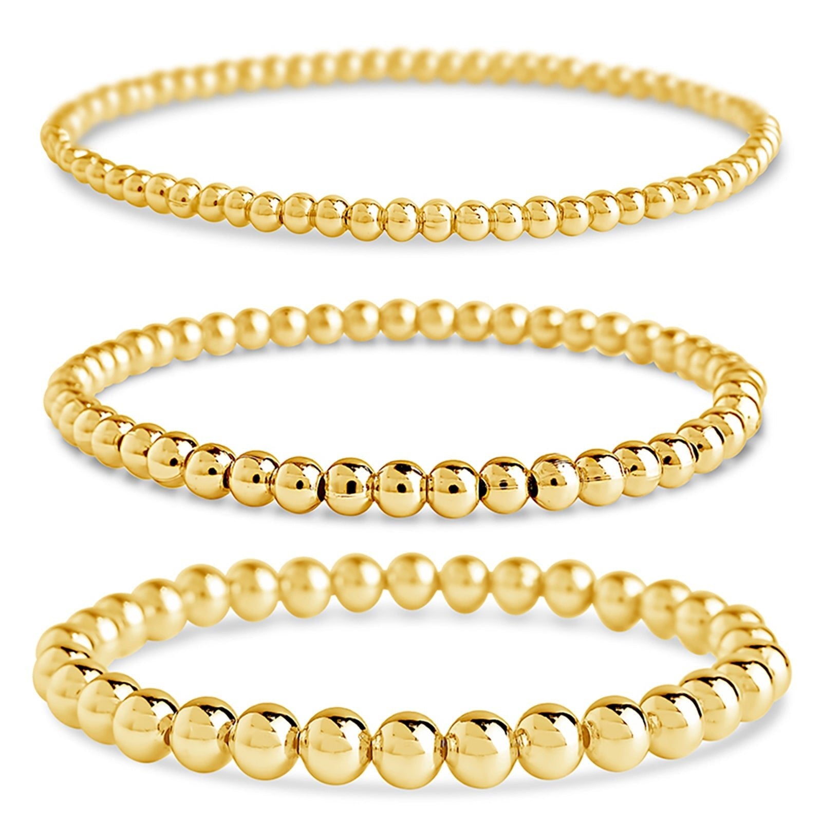 Sterling Silver Beaded Stretch Bracelet Sets