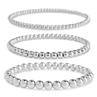 Sterling Silver Beaded Stretch Bracelet Sets