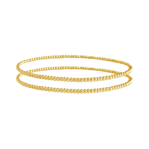 Sterling Silver Beaded Stretch Bracelet Sets