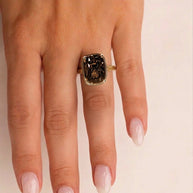 Sterling Silver Elongated Cushion Chocolate CZ Cocktail Ring