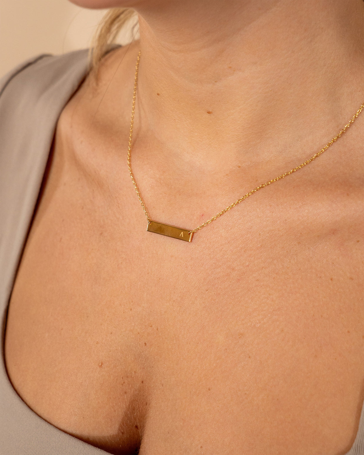 Sterling Silver Bar Initial Necklace