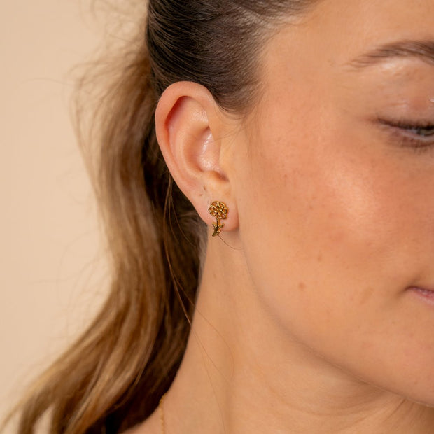 Sterling Silver Birth Flower Stud Earrings