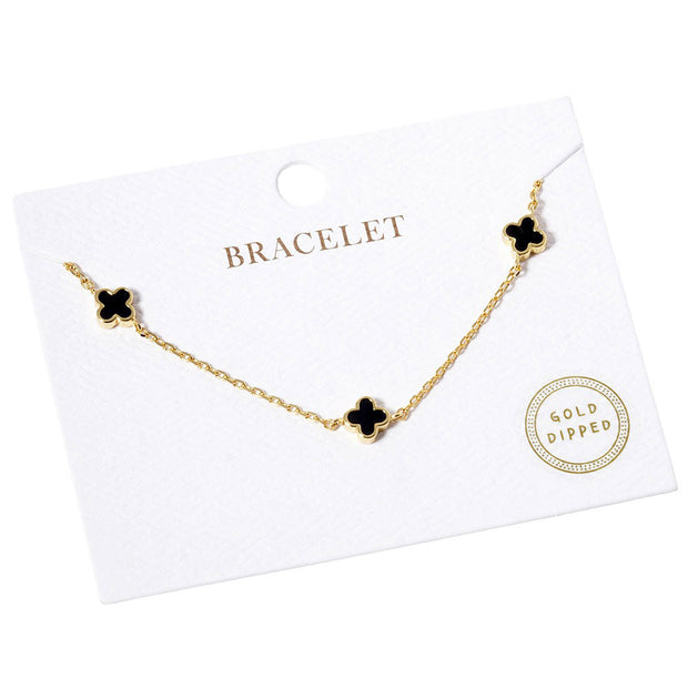 Gold Dipped Triple Quatrefoil Link Bracelet