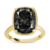 Sterling Silver Elongated Cushion Black CZ Cocktail Ring