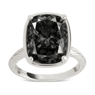 Sterling Silver Elongated Cushion Black CZ Cocktail Ring