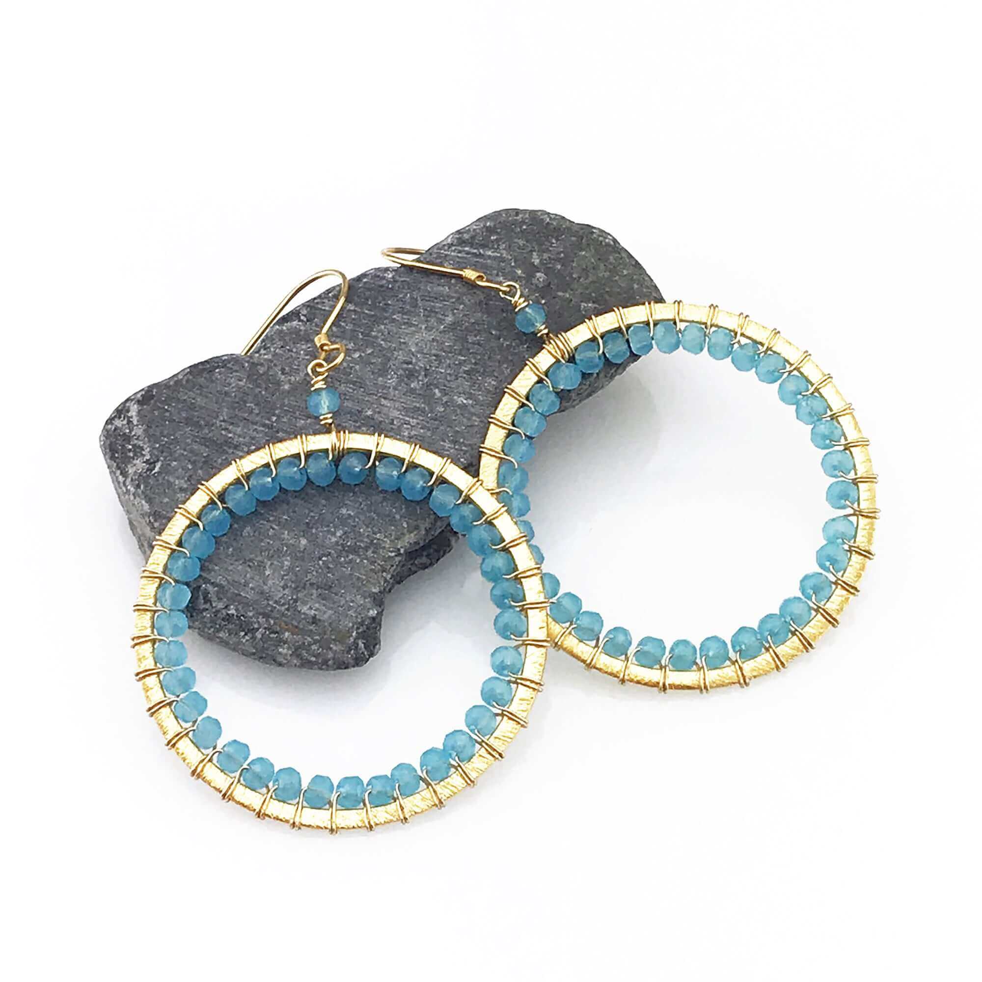 Blue Chalcedony Halo Earrings