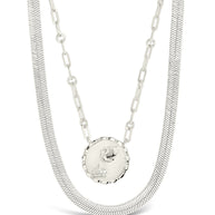 Bold Link Zodiac Necklace & Herringbone Chain Necklace Set