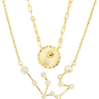 'When Stars Align' Constellation Necklace & Bold Link Zodiac Necklace Set