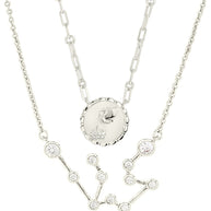 'When Stars Align' Constellation Necklace & Bold Link Zodiac Necklace Set