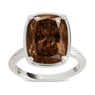 Sterling Silver Elongated Cushion Chocolate CZ Cocktail Ring