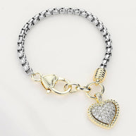 CZ Stone Paved Heart Charm Bracelet