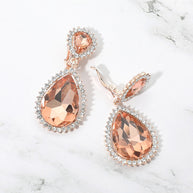 Crystal Pave Trim Teardrop clip on Earrings