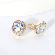 Square Cut Gem Evening Stud Clip On Earrings