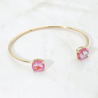 Faceted Round Stone Cluster Tip Cuff Bracelet