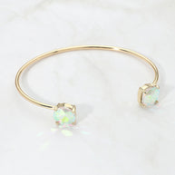 Faceted Round Stone Cluster Tip Cuff Bracelet