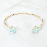 Faceted Round Stone Cluster Tip Cuff Bracelet
