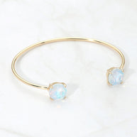 Faceted Round Stone Cluster Tip Cuff Bracelet
