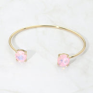 Faceted Round Stone Cluster Tip Cuff Bracelet