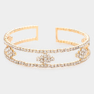 Rhinestone Marquise Accented Cuff Evening Bracelet