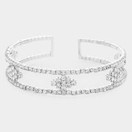 Rhinestone Marquise Accented Cuff Evening Bracelet