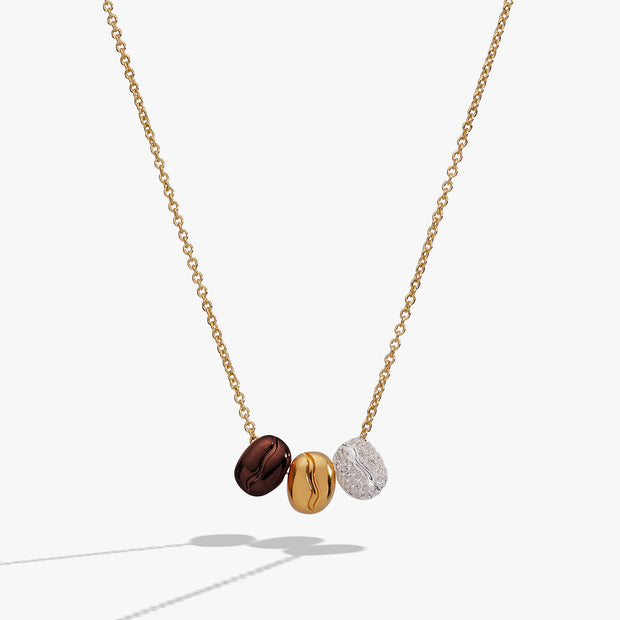 Coffee Bean 'Happiness, Wealth, Health' Engraved Pendant Necklace