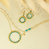 Blue Gemstone Halo Necklace