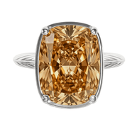 Sterling Silver Elongated Cushion Champagne CZ Cocktail Ring