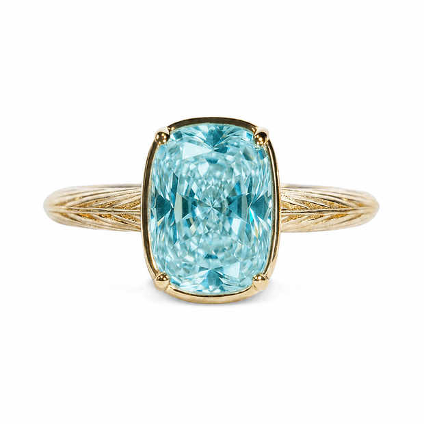 Sterling Silver Mini Aquamarine Elongated Cushion Ring