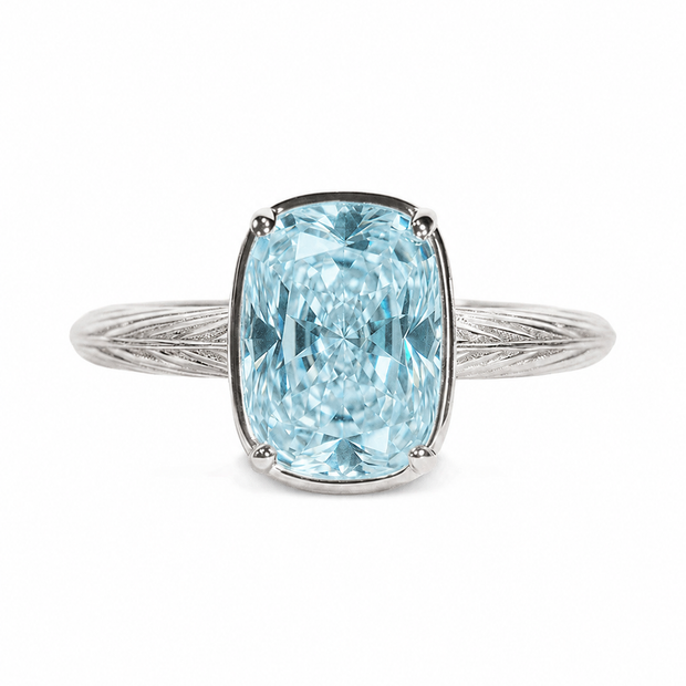 Sterling Silver Mini Aquamarine Elongated Cushion Ring
