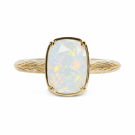 Sterling Silver Mini Opal Elongated Cushion Ring