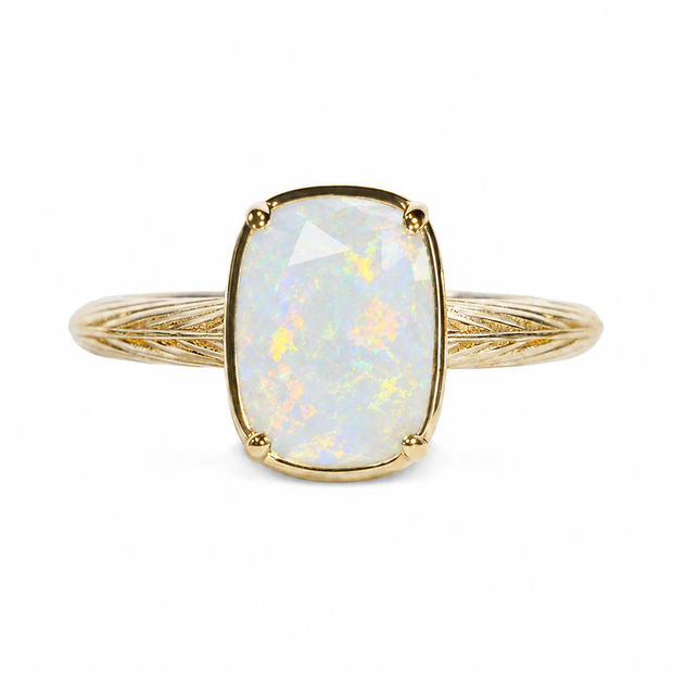 Sterling Silver Mini Opal Elongated Cushion Ring