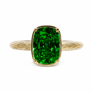 Sterling Silver Mini Emerald Elongated Cushion Ring