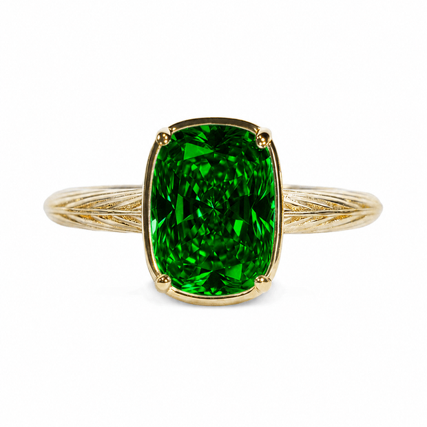 Sterling Silver Mini Emerald Elongated Cushion Ring