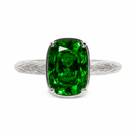 Sterling Silver Mini Emerald Elongated Cushion Ring