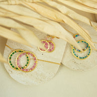 Rainbow Gemstone Halo Necklace
