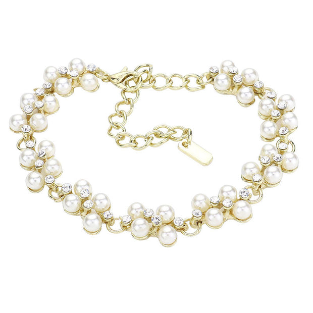Pearl Rhinestone Evening Bracelet