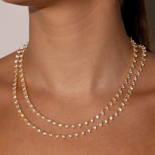 Brigid Staggered CZ Tennis Necklace