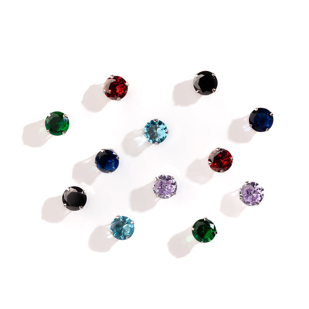 Sterling Silver 7mm Rainbow CZ Studs