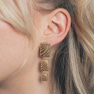 Haydée Triple Textured Drop Stud Earrings