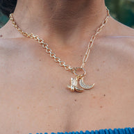 Kelsea CZ Boot & Moon Pendant Charm Necklace