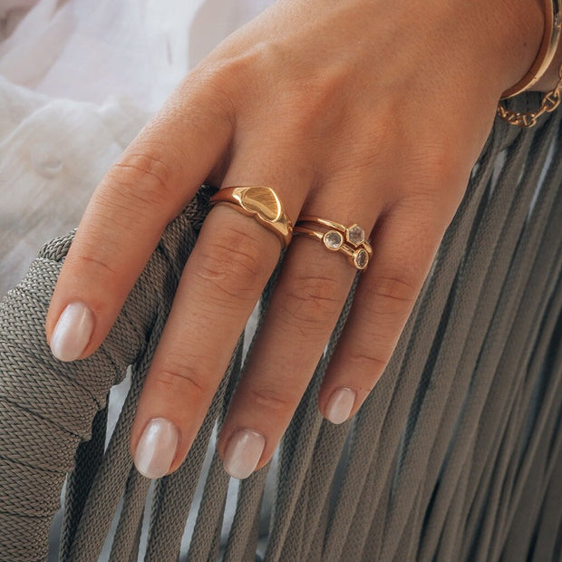 Sterling Silver Cora Heart Signet Ring